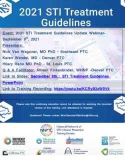 CDC 2021 STI Guidelines Webinar :September 9th ,2021