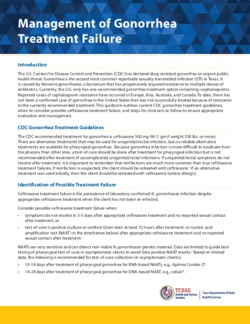 Management of Gonorrhea Treatment Failure- Texas DSHS