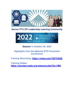 Highlights from the National STD Prevention Conference-Learning Community