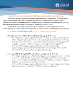 Denver Prevention Training Center (PTC) Regional Training Catalog